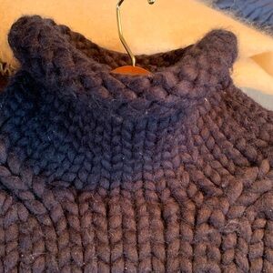 Ralph Lauren Black Label Uber Soft Chunky Deep Blue Fat Knit Sweater Rolled Neck